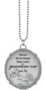 Angel car charm with inspiring message