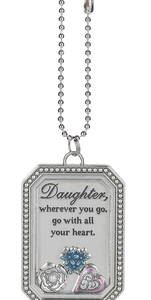 Daughters car charm with heartwarming message