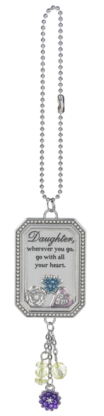 Daughters car charm with heartwarming message