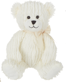 White stuffed bear with white bow