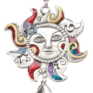 Colorful sun car charm with stars and moon
