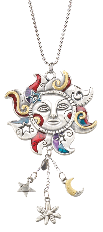 Colorful sun car charm with stars and moon