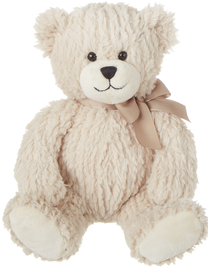 Tan stuffed bear with tan bow
